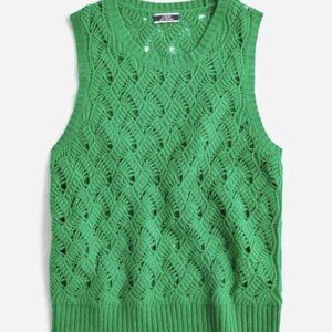 J. Crew Cashmere Pointelle Sweater Vest Shell - Green Women's Medium - Like New